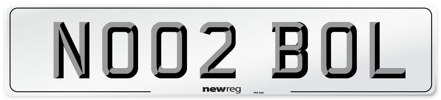 NO02 BOL Number Plate from New Reg